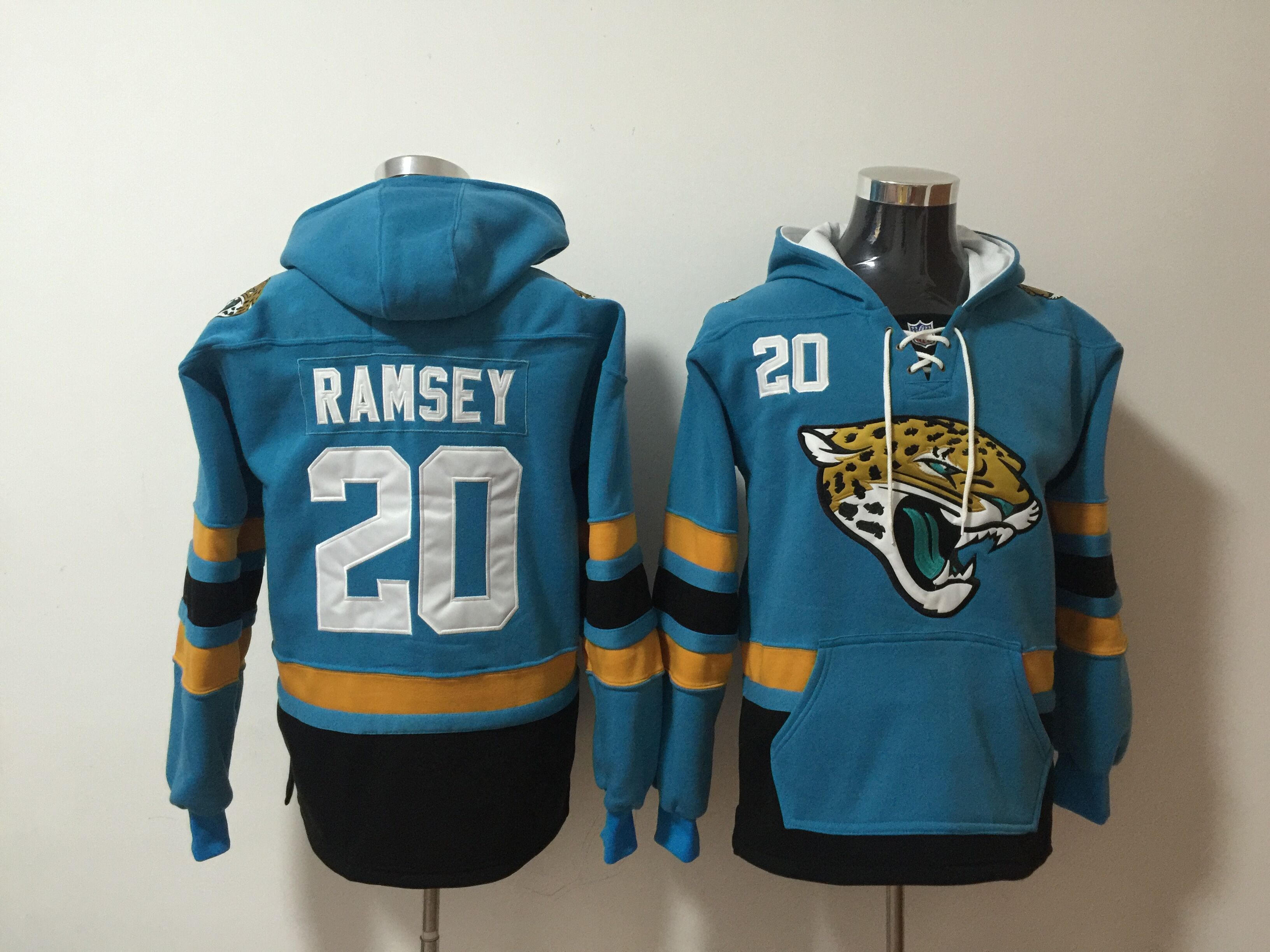 Men's Jacksonville Jaguars #20 Jalen Ramsey Teal All Stitched NFL Hooded Sweatshirt